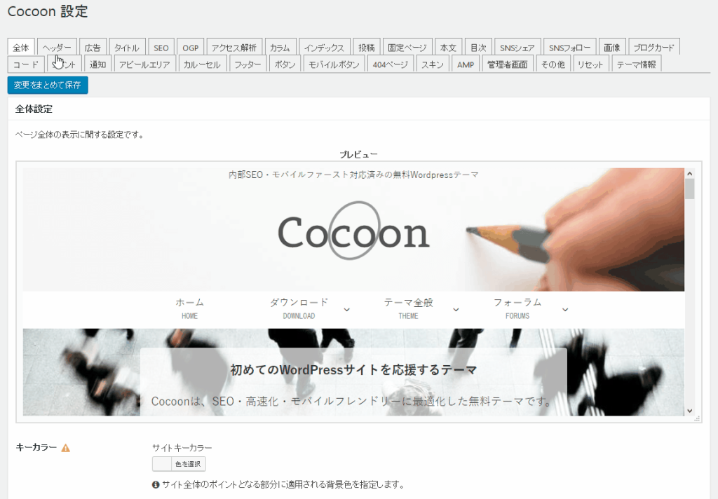 Cocoonの設定画面に見る機能の多さ