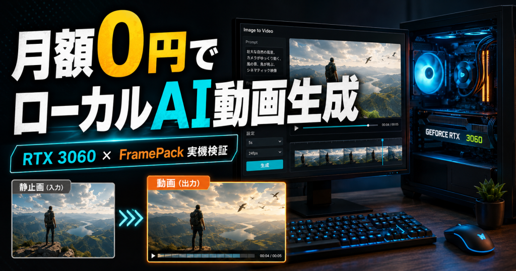 月額0円でAI動画は作れる？FramePackをRTX 3060に導入して実機検証