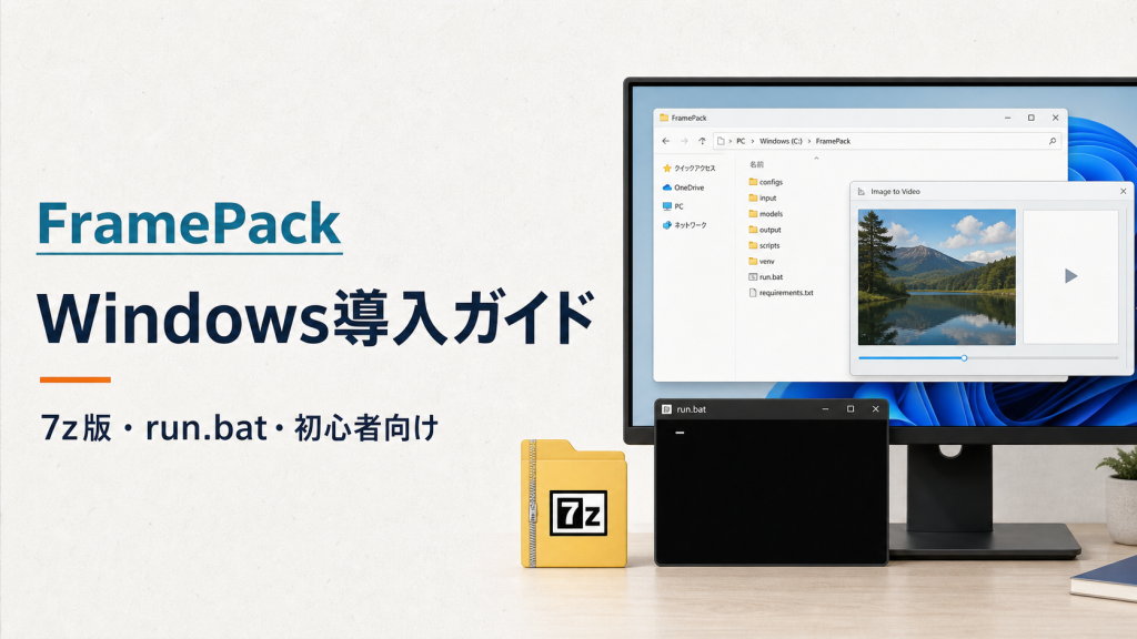 FramePackをWindowsへ導入する方法を解説する記事のアイキャッチ